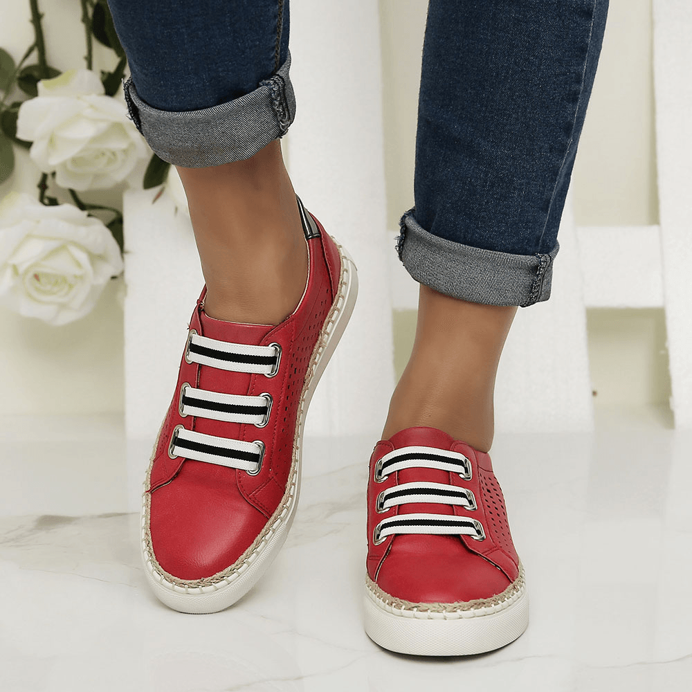 Women Casual Hand Weave Hollow Out Breathable Loafers - MRSLM