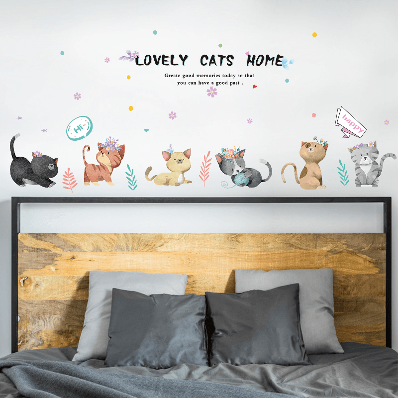 Miico SK7184 Hand-Painted Cat Wall Sticker Children'S Room Kindergarten Decorative Stickers DIY Sticker - MRSLM