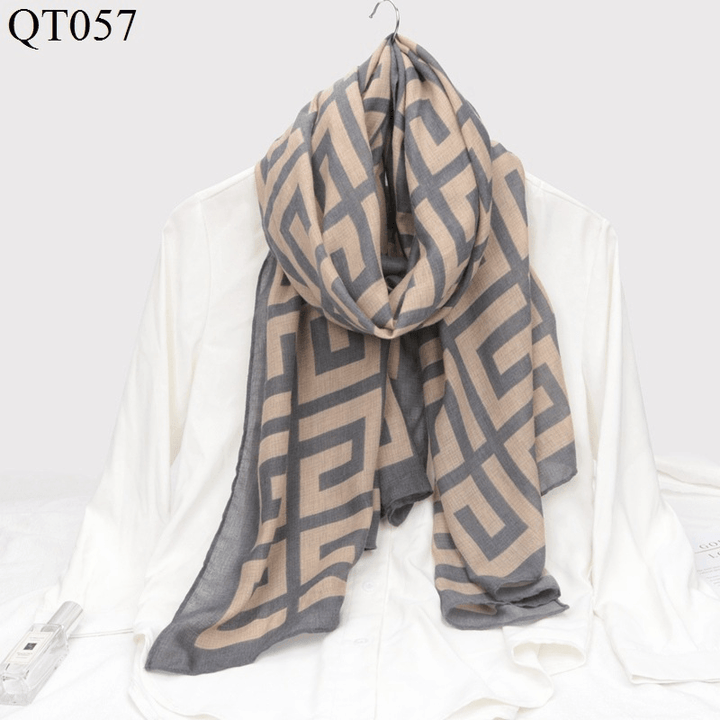 New Korean Style Cotton and Linen Scarf Women Fashion Trend Plaid Scarf Shawl Dual-Use - MRSLM