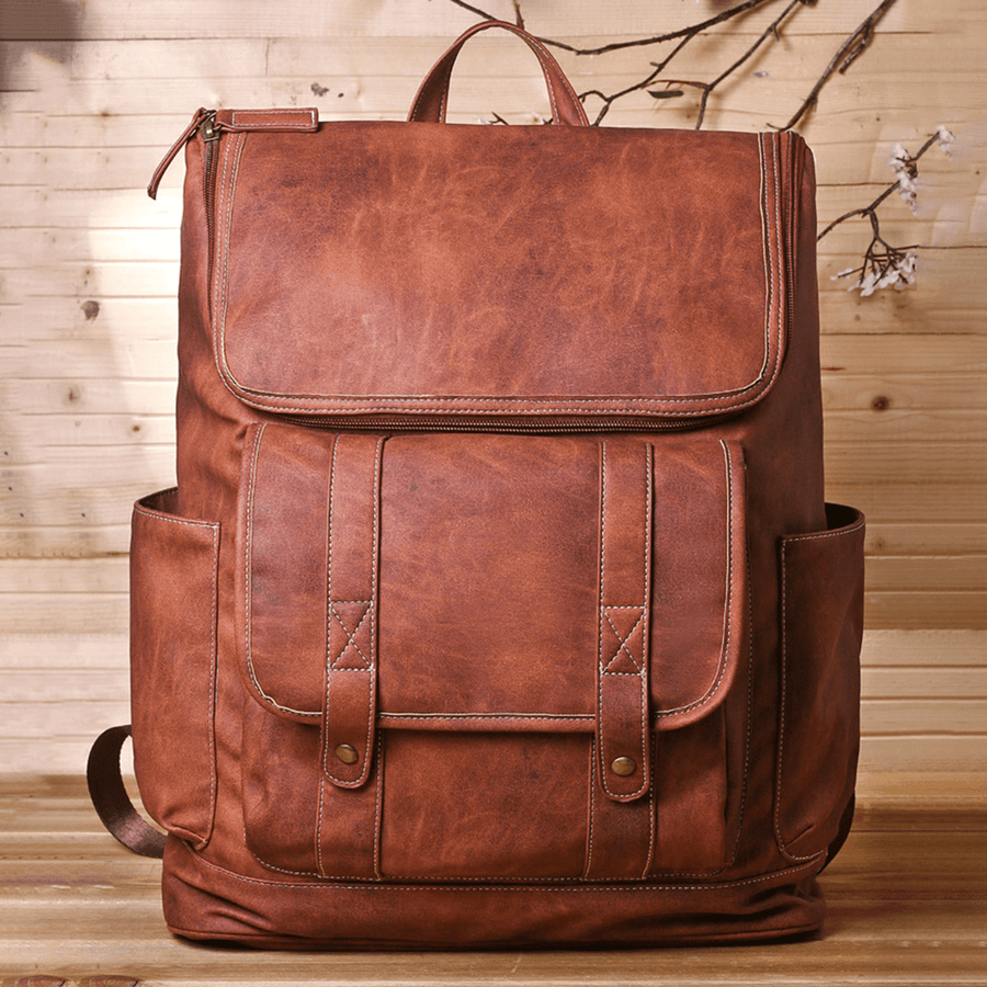 Men Vintage Multi-Pocket Anti-Theft 15.6 Inch Laptop Backpack - MRSLM