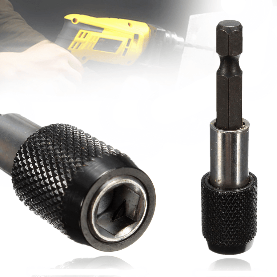 1PC Black 1/4" Hex Shank 60Mm Quick Release Magnetic Screwdriver Bit Holder - MRSLM