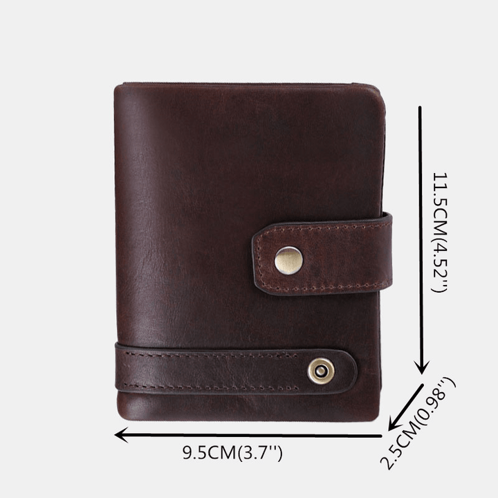 Men RFID Genuine Leather Anti-Theft Multi-Card Slots Retro Coin Wallet Foldable Card Holder Wallet - MRSLM