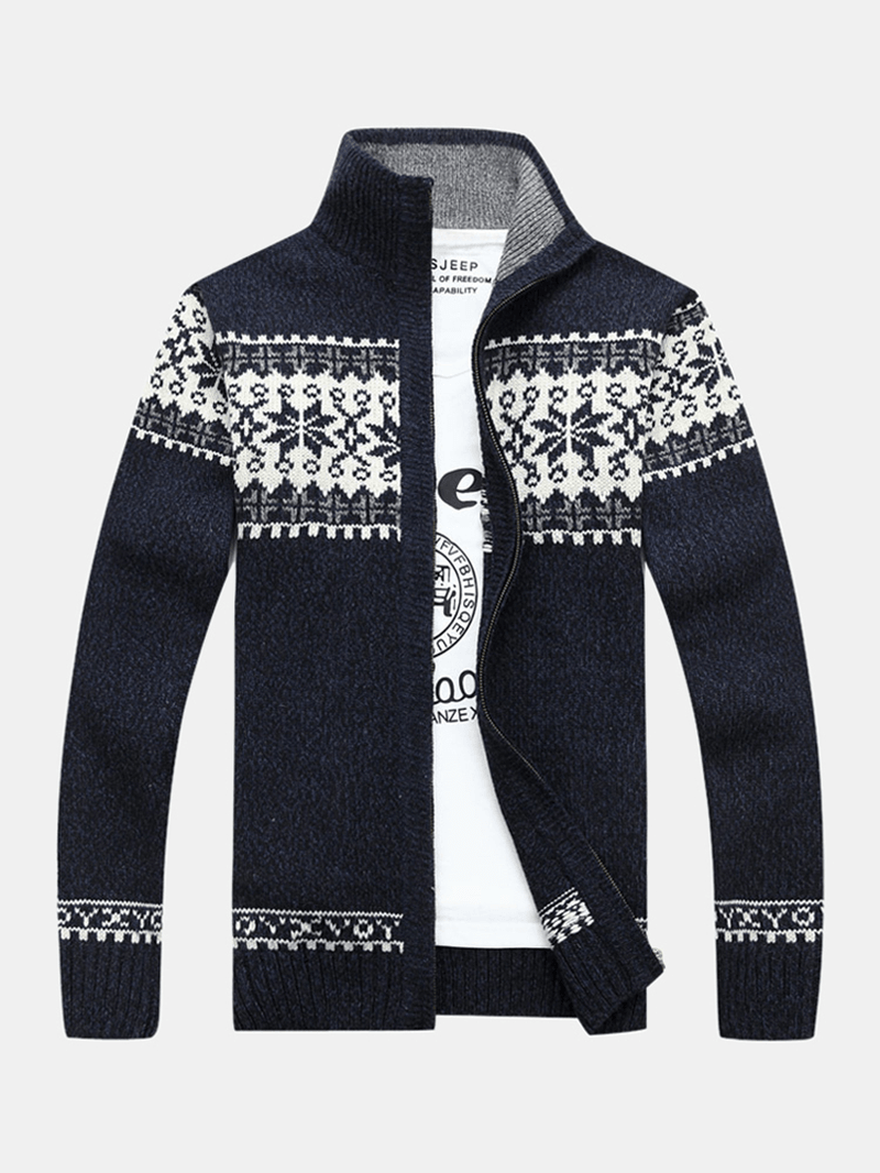 Mens Tribal Print Long Sleeve Vintage Long Sleeve Knitting Sweater Jacket - MRSLM