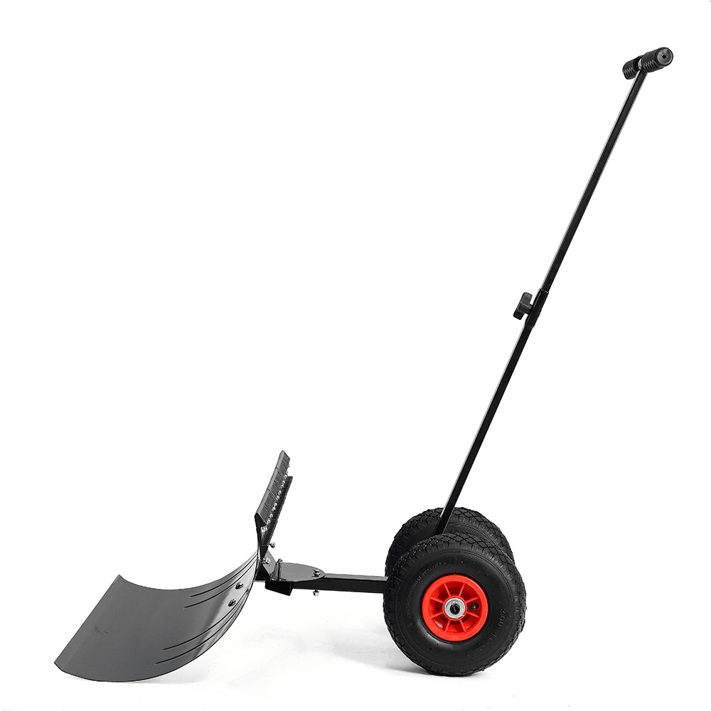 29 Inch Wheeled Snow Shovel Adjustable Height Multi-Angle Snow Pusher Garden Snow Plow Shovel with Wheels - MRSLM