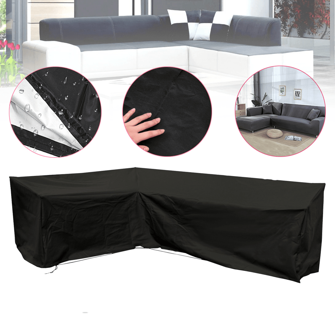 Foldable Garden Furniture Cover L Shape Waterproof Sofa Cover Rain Snow Dustproof Protector - MRSLM