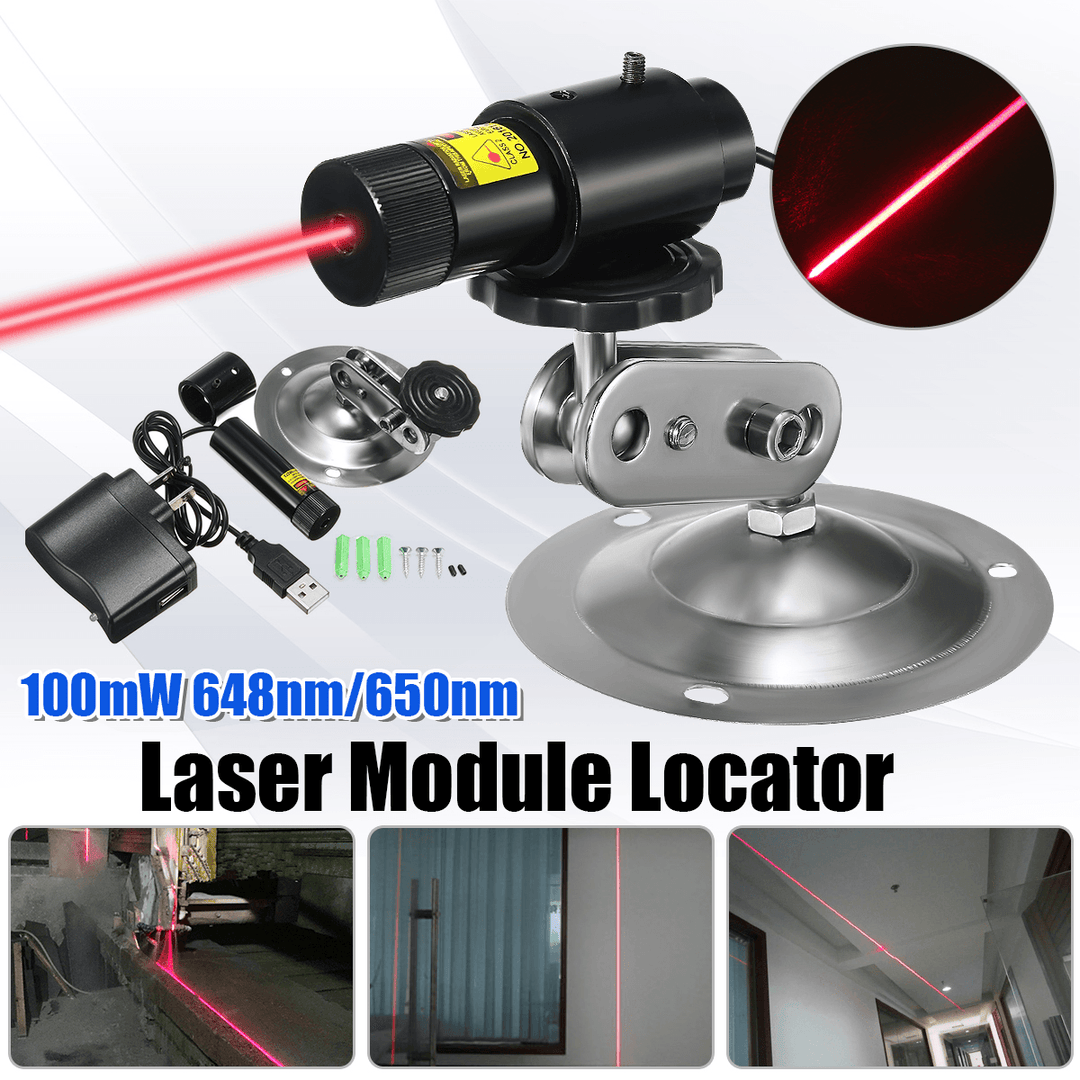 Focusable 648Nm 650Nm 100Mw Red Laser Cross Module Locator Cutter Mount+Adapter - MRSLM