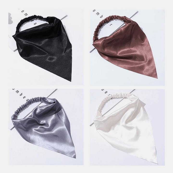 Women Chiffon Solid Color Elastic Wild Triangle Scarf Headband Headscarf Headwear - MRSLM