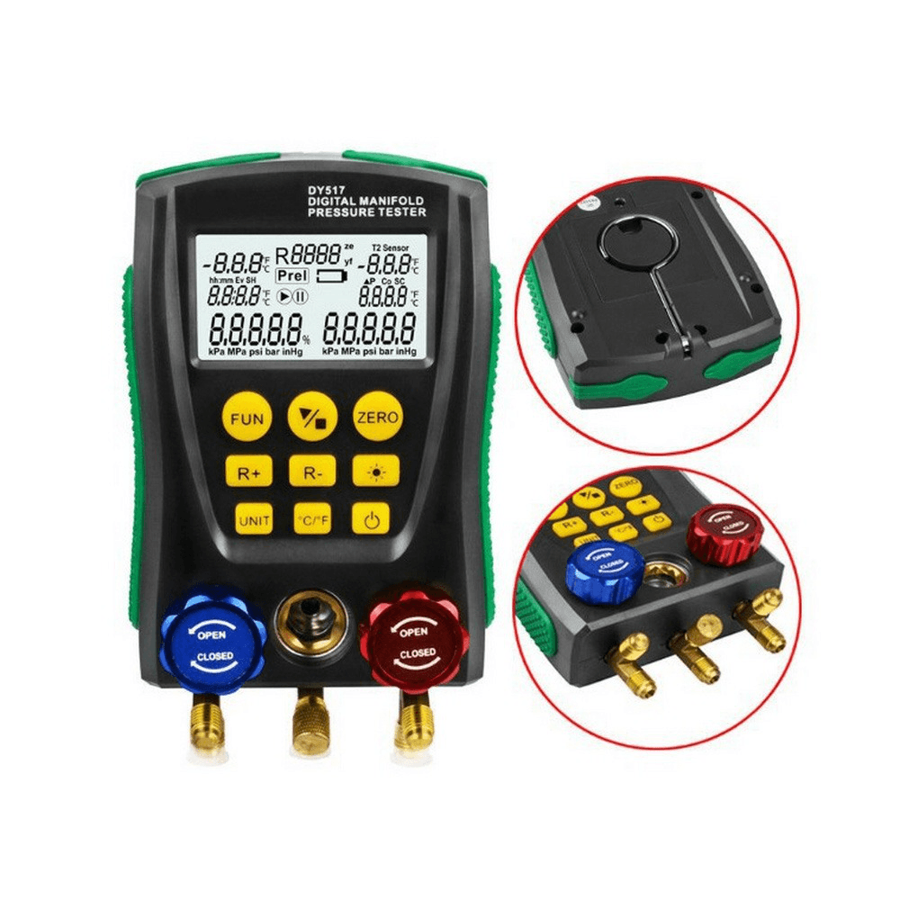 DUOYI DY517A Refrigeration Digital Manifold Pressure Gauge Set Vacuum Pressure Meter Testing HVAC Temperature Tester - MRSLM