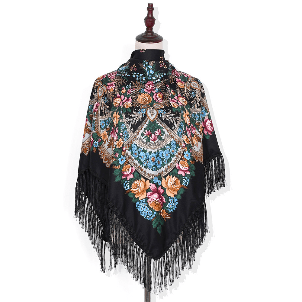 Shade and Sunscreen Printed Fringed Shawl - MRSLM