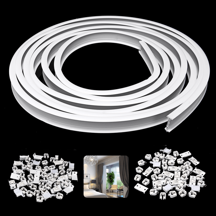 4M Curtains Track Rail Flexible Ceiling Mounted for Straight Slide Window Balcony - MRSLM