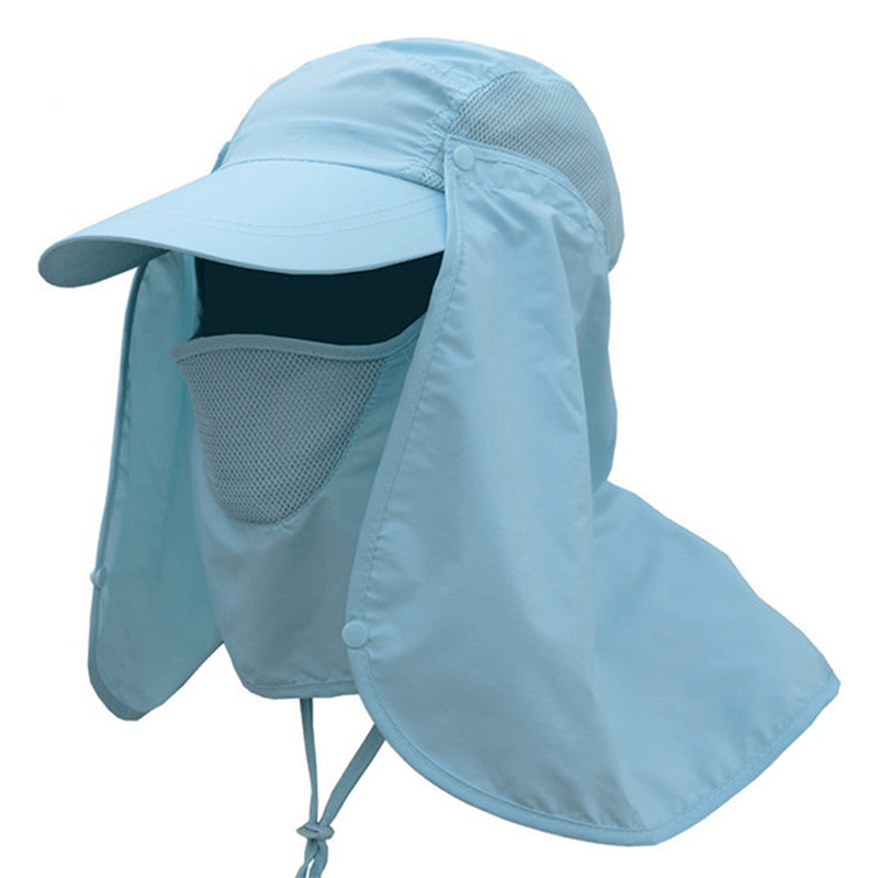 Mens Quick Dry Neck Cover Sun Fishing Hat Ear Flap Bucket Outdoor UV Protection Cap - MRSLM