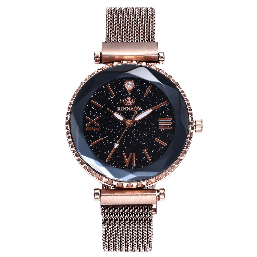 Woman Mesh Magnet Buckle Starry Sky Watch Casual Women Geometric Surface Quartz Watch - MRSLM