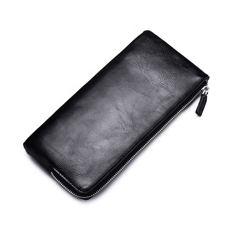 Men Genuine Leather Slim Multi-Function Long Wallet Card Hol - MRSLM