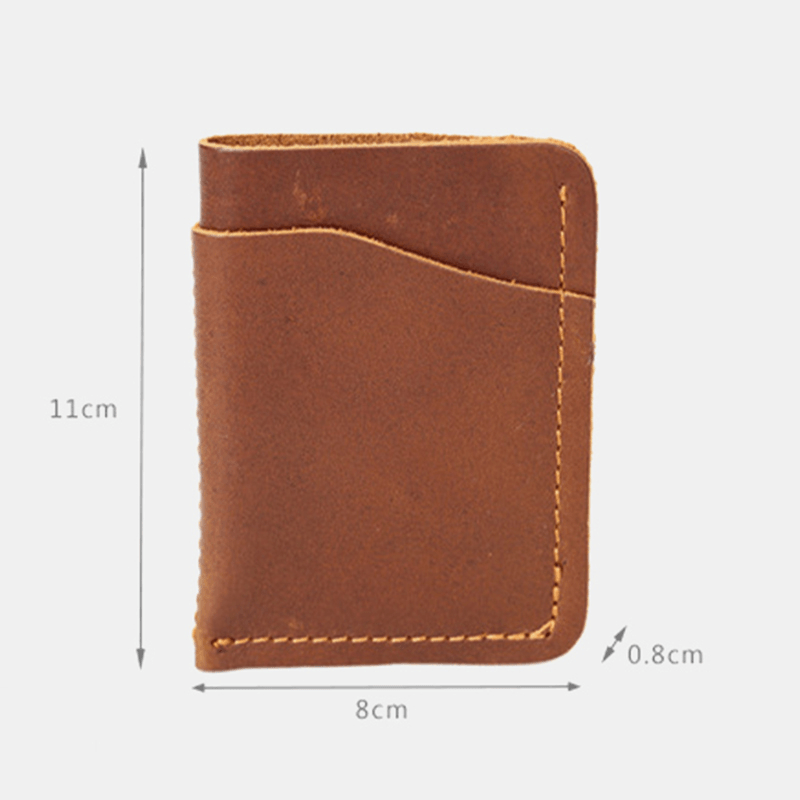 Genuine Leather Retro Mini Easy Carry Card Receipt Holder Short Wallet - MRSLM