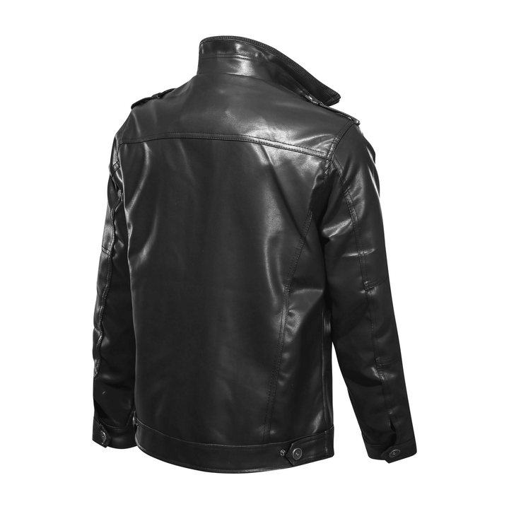 Men'S Leather Jacket Jacket Large Size Stand-Up Collar Leather Clothing Trend - MRSLM