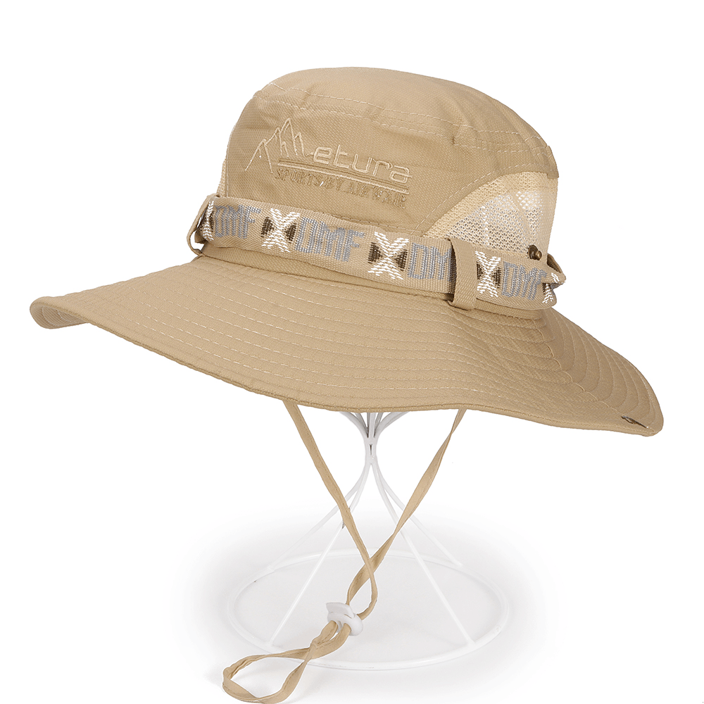 Men Breathable Cotton Wide Brimmed Bucket Hat Outdoor UV Resistence Fisherman Cap - MRSLM