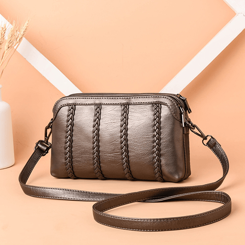 Women Vintage Soft Faux Leather Crossbody Bag - MRSLM