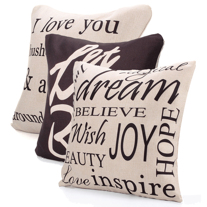 Square English Letter Cotton Linen Pillow Case Throw Cushion Cover Home Decor - MRSLM