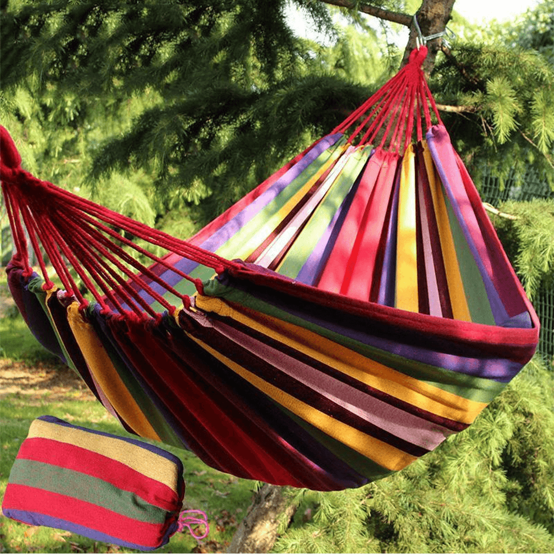 Double Large Swing Hammock Canvas Camping Hang Bed Garden Travel Beach Outdoor Chair - MRSLM