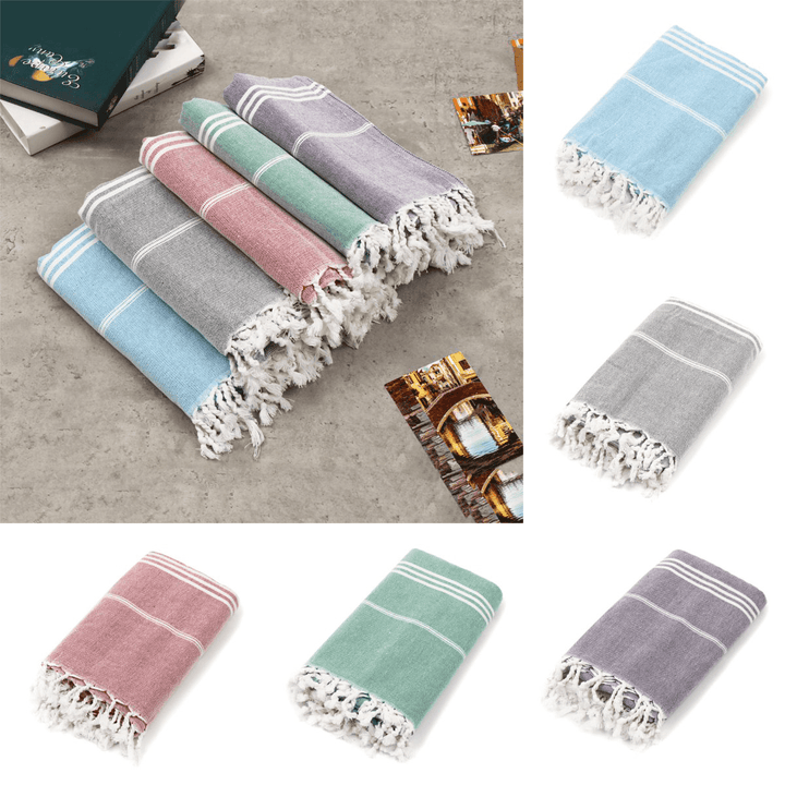 100X180Cm Large Beach Turkish Towel Bath Towel Hammam Cotton Striped Washcloths - MRSLM