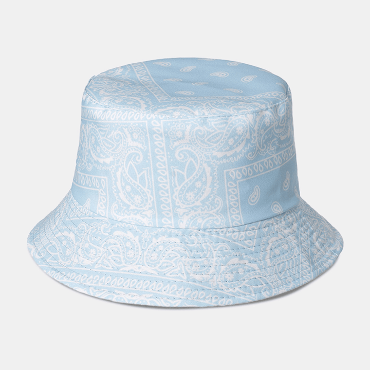 Unisex Overlay Cashew Print Bucket Hat Mixed Color Stitching Casual Sunshade Hat - MRSLM