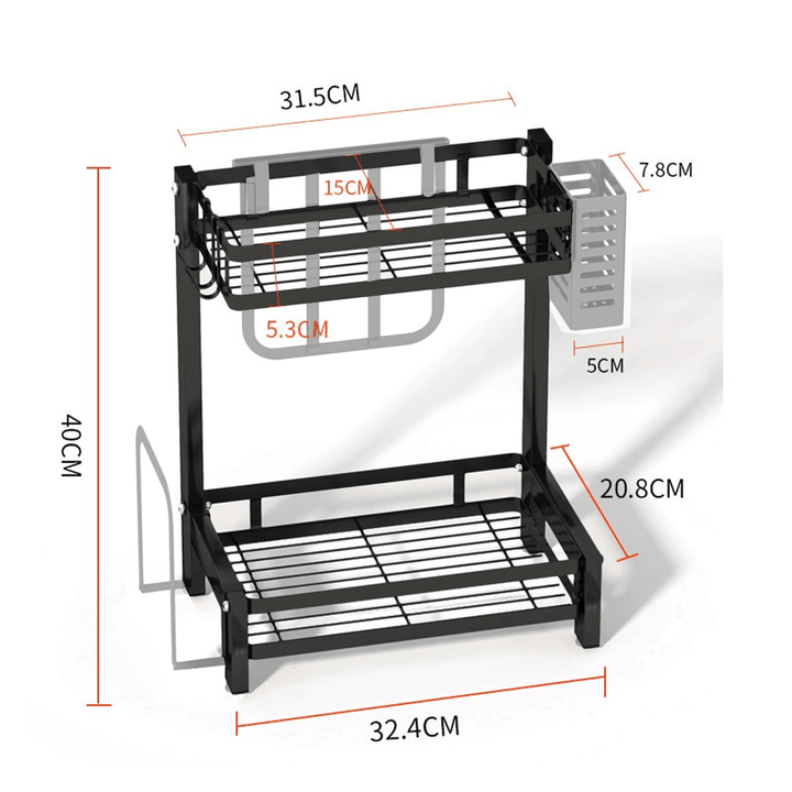 Nonslip 2/3 Tier Spice Rack Stainless Steel Storage Shelf Organizer Holder Kitchen Rack - MRSLM