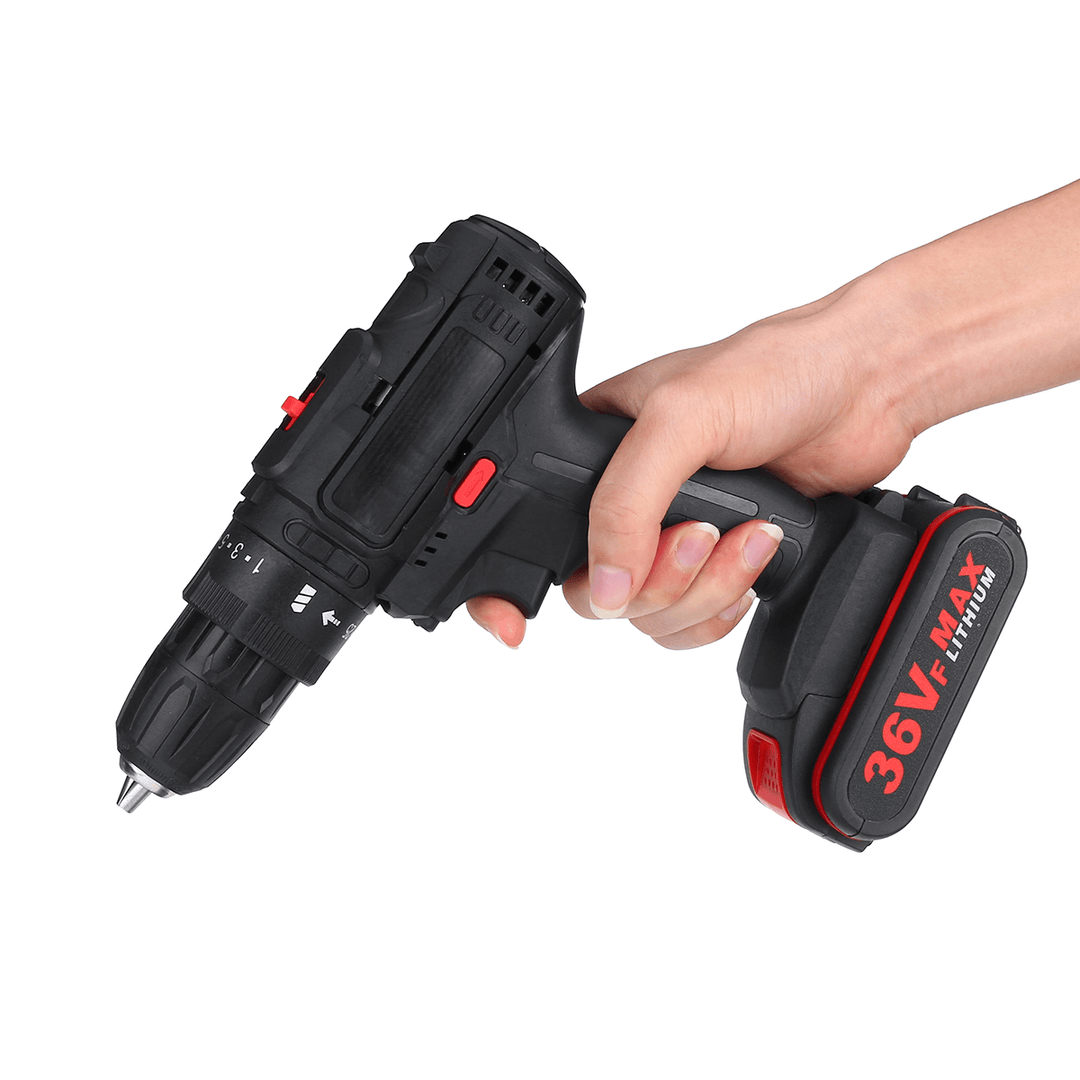 3 in 1 36V 550W Cordless Electric Impact Hammer Drill Screwdriver 2 Speeds W/ 2Pcs Battery - MRSLM