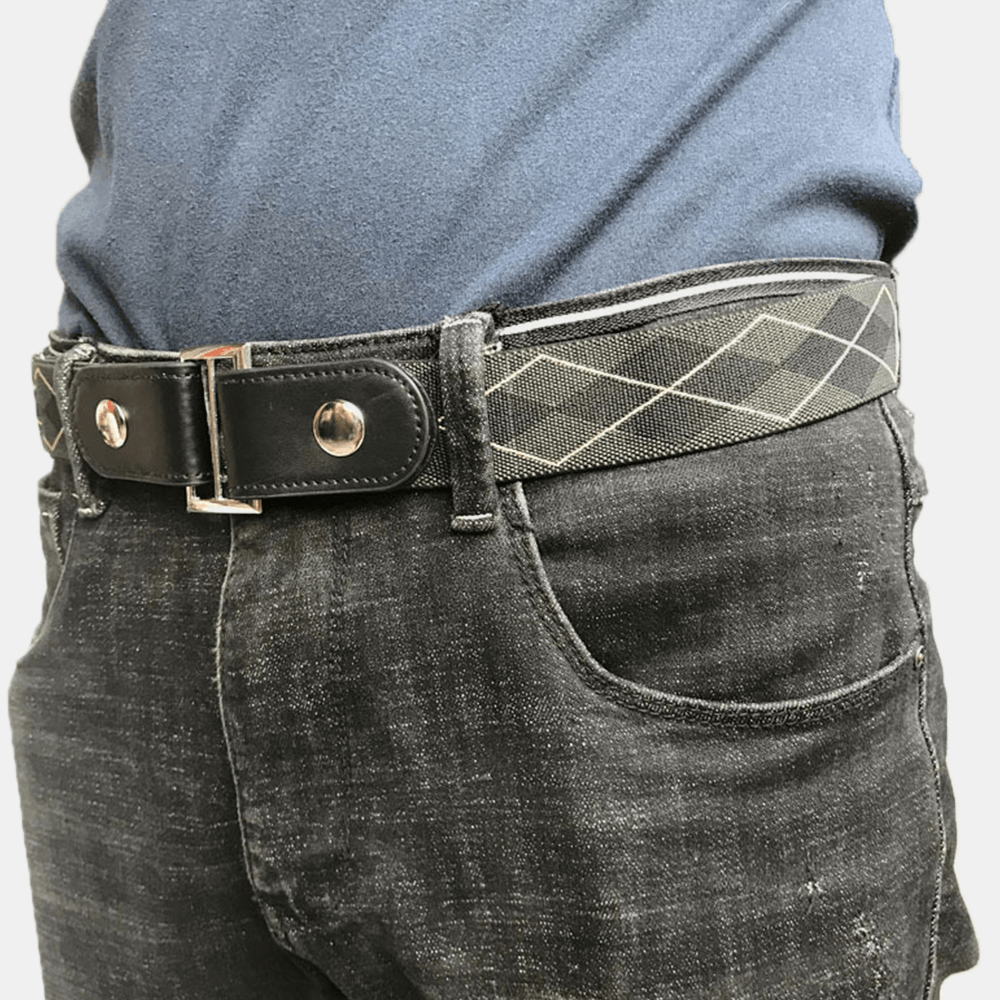 Men PU Leather Adjustable Slim Elastic Invisible Dual-Usage Wild Jeans Belt - MRSLM