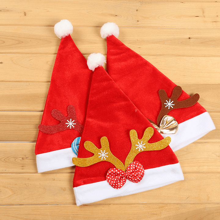 Unisex Adult Child Festive Casual Christmas Patry Elk Horn Pattern Party Hoilday Decorationns Brimless Christmas Hat - MRSLM