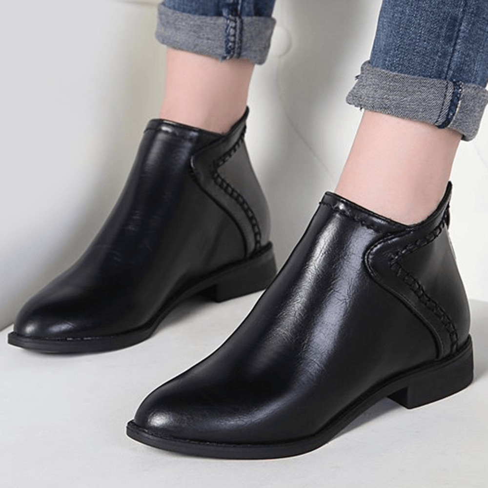 Women Casual Comfy Zipper Ankle Boots - MRSLM