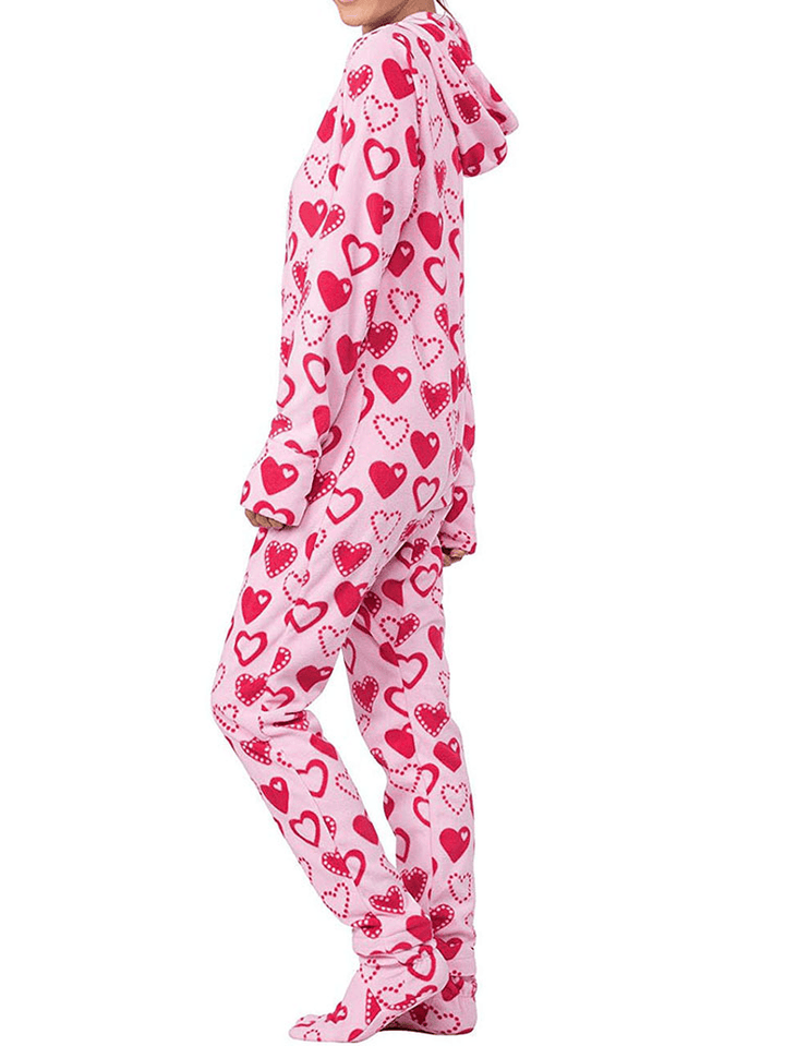 Hoodie Front Zipper Polar Fleece Footed Pajamas - MRSLM