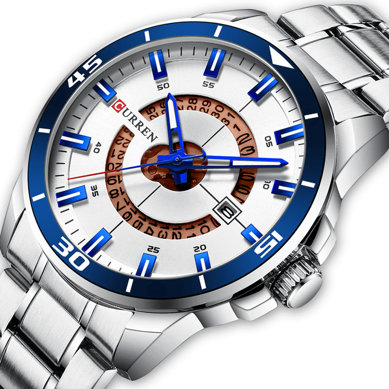 CURREN 8359 Calendar Full Steel Business Style Men Waterproof Quartz Watch - MRSLM