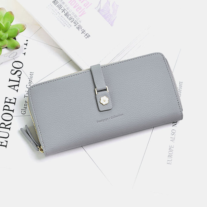 Women 10 Card Slots Zipper Long Wallet Purse Clutchs Bag - MRSLM