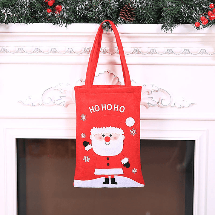 Child Cute Festive Christmas Santa Claus Elk Pattern Decoration Candy Snack Bag Handbag - MRSLM