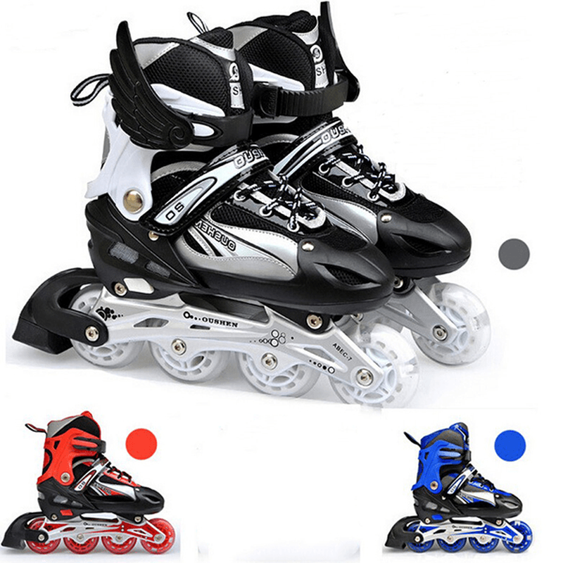 Unisex Adjustable Four Flashing Wheels Skates Shoes Wear-Resisting Rollerblade Skate Shoes - MRSLM