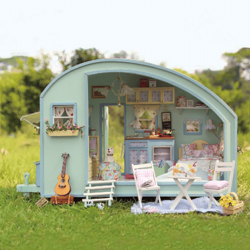 Cuteroom A-016 Time Travel DIY Wooden Dollhouse Miniature Kit Doll House LED Music Voice Control - MRSLM