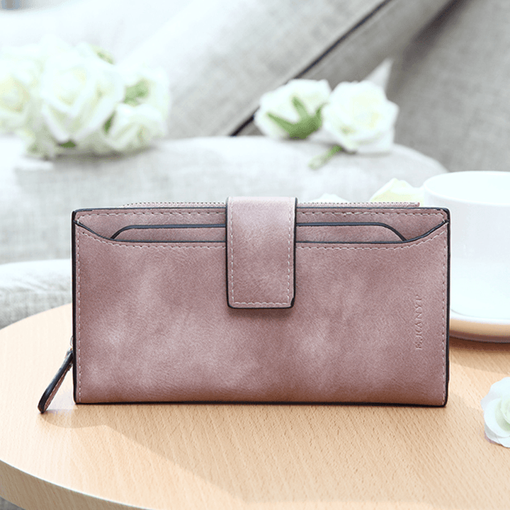 Women Matte Long Wallet Hasp Detachable Card Holder Coin Bags Clutches Bags - MRSLM