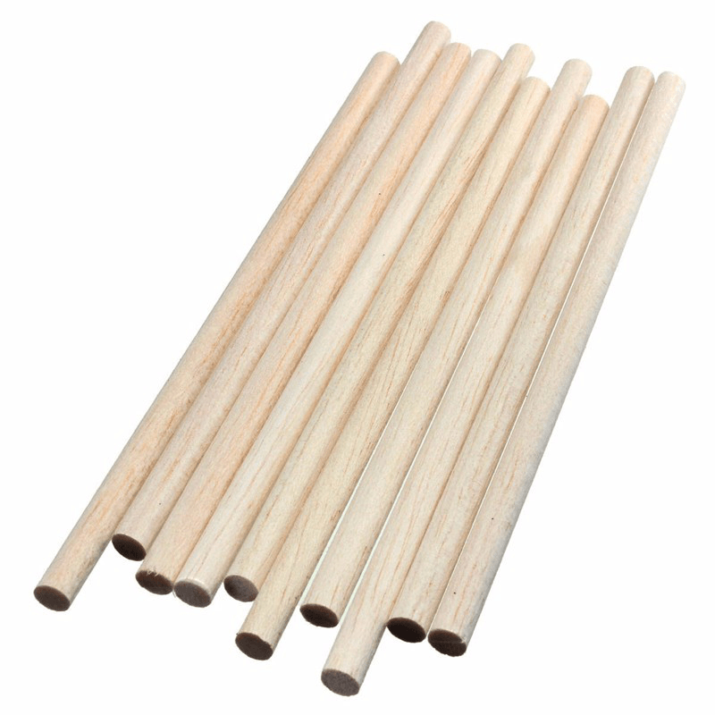 10Pcs 200Mmx8Mm round Natural Wood Stick Wooden Dowel Rod for DIY Crafts Model - MRSLM