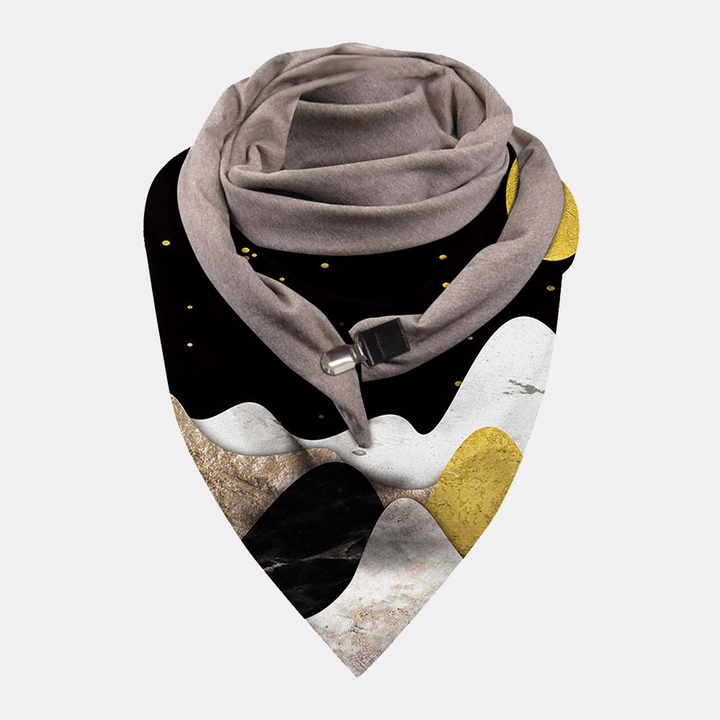 Women Triangle Landscape Printing Shawl Retro Casual Multi-Purpose Winter Windproof Warm Scarves Scarf - MRSLM