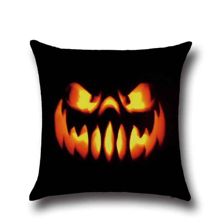 Halloween Horrible Pumpkin Light Pattern Pillowcase Cotton Linen Throw Pillow Cushion Cover Seat Home Decoration Sofa Decor - MRSLM