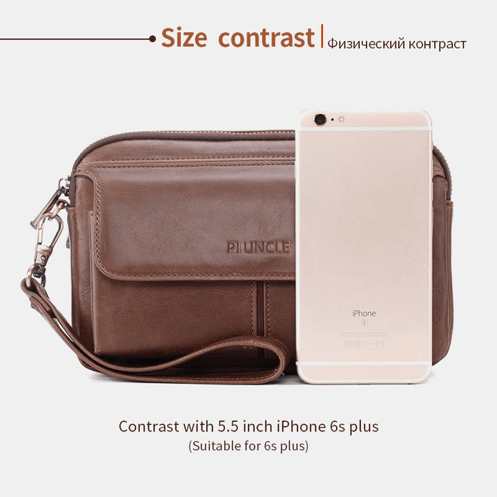 Men Vintage Genuine Leather Large Capacity Crossbody Bag - MRSLM