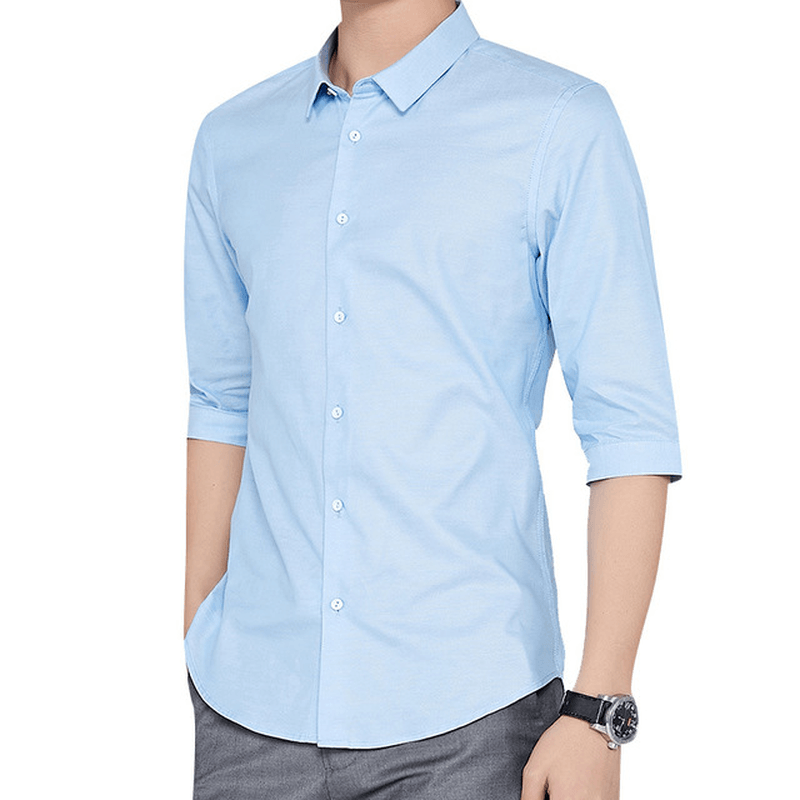 Men Long-Sleeved Shirt Classic Business Casual Shirts - MRSLM