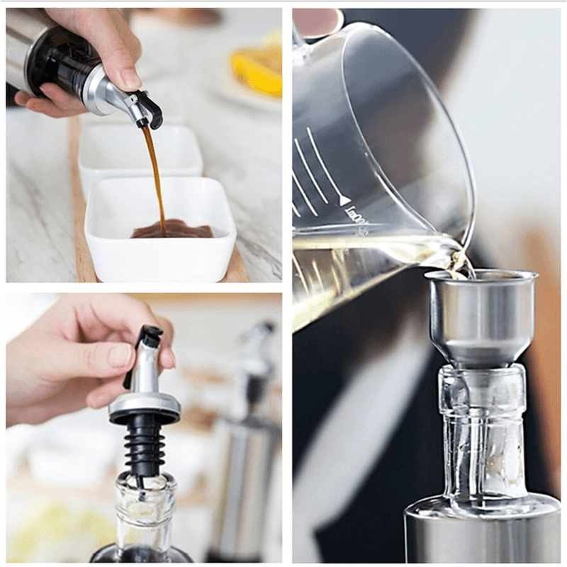 300ML Olive Oil Dispenser Bottles with Funnel Stainless Steel Oil Pourer Dispensing Bottles Oil Vinegar Sauce Bottle - MRSLM