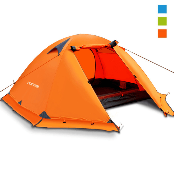 FLYTOP 2 Person Camping Tent Set All-Season Double Layers Aluminum Pole anti Snow Windproof Rainstorm Anti-Uv Canopy with Snow Skirt - MRSLM