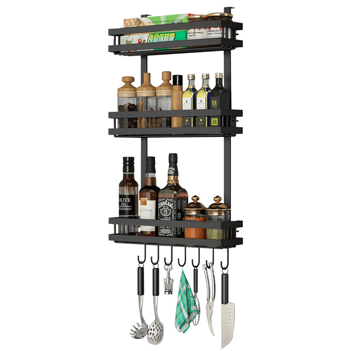 3 Tier Kitchen Refrigerator Storage Rack Fridge Seasoning Organizer Hang Shelf - MRSLM