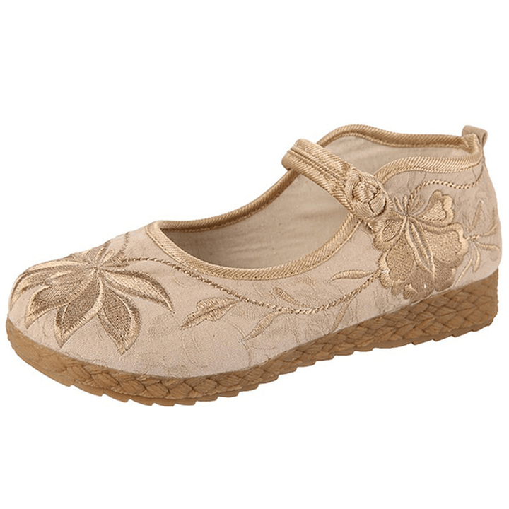 Women Embroidered Flower Soft Sole Casual Flat Loafers - MRSLM