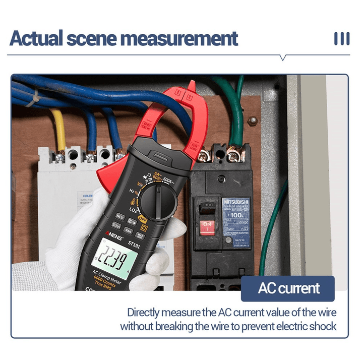 ANENG ST191 Digital Clamp Meter AC Current 6000 Counts True RMS Multimeter Ammeter Voltage Tester Car Amp Hz Capacitance NCV Ohm Test - MRSLM