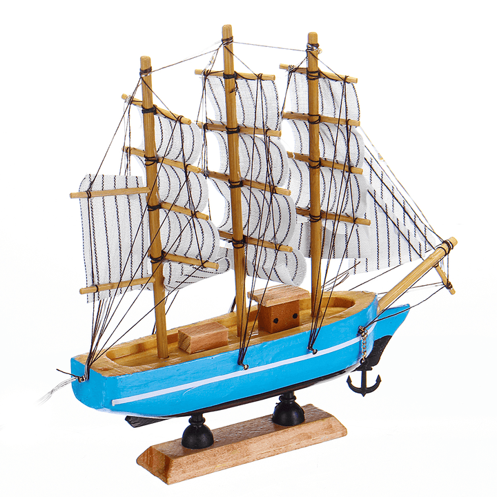 10 Leds Wood Sailing Boats Ship Model Wooden Craft Sailor Handcrafted Boat Home Decoration - MRSLM