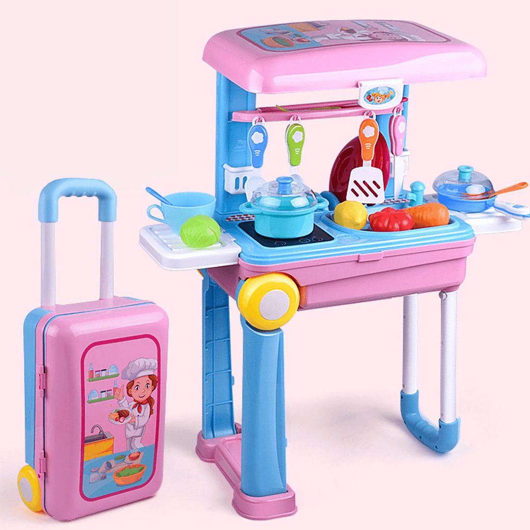 Children'S Play Toys Trolley Box Toy Set Beauty Dress up Tableware Games Kids Gift - MRSLM