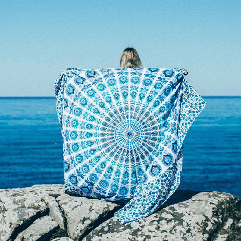 Honana WX-17 150X210Cm Bohemian Style Polyester Fiber Beach Shawl Mandala Rectangle Bed Sheet Tapestry - MRSLM